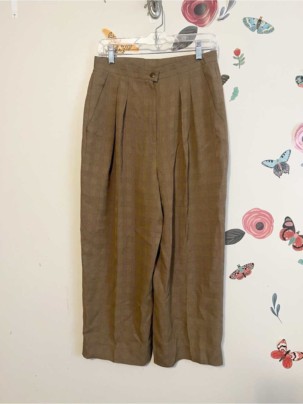 Vintage High-Waist Brown Wide-Leg Women's Trousers M